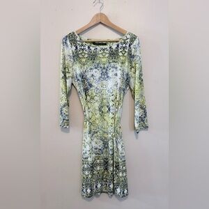 Ivanka Trump Long Sleeve Dress in Green and White